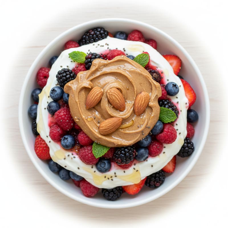 Creamy Greek Yogurt Parfait with Mixed Berries and Almond Butter
