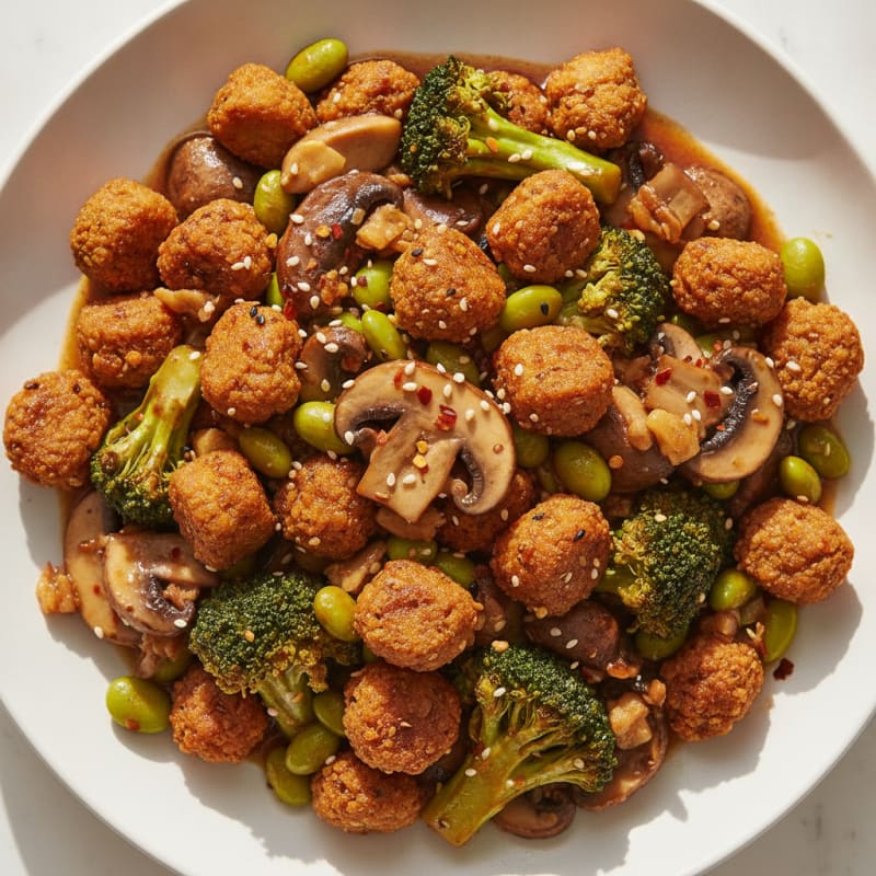 Soy-Glazed Mushroom and Soy Chunk Stir-Fry