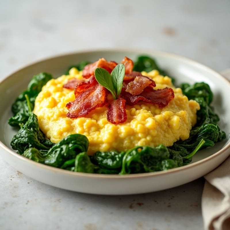 Egg White Scramble with Spinach and Turkey Bacon