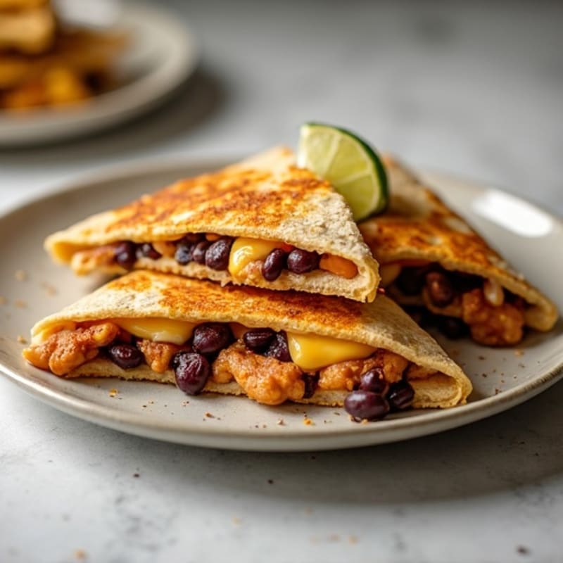 Crispy Chicken and Black Bean Whole Wheat Quesadillas