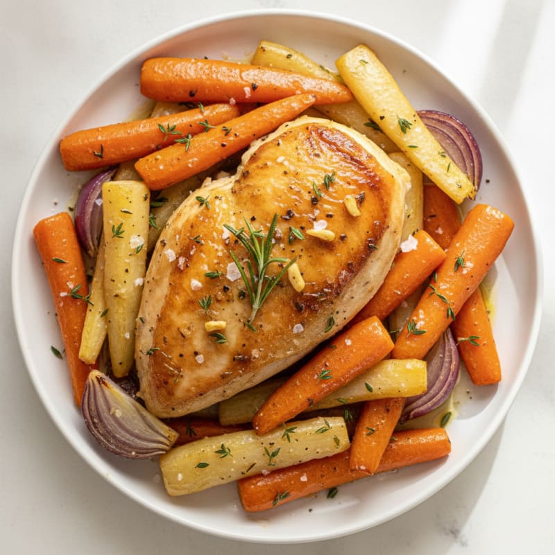 Garlic Herb Roasted Chicken with Root Vegetables
