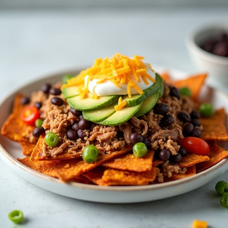 Crispy Sweet Potato Nachos with Pulled Pork