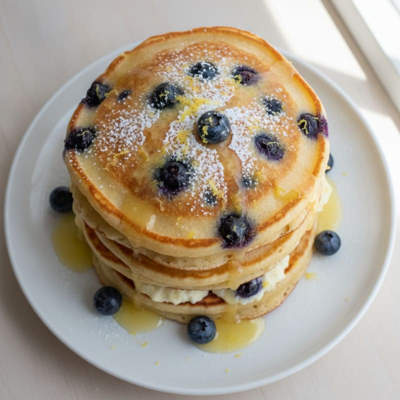 Blueberry Ricotta Pancakes with Lemon Zest