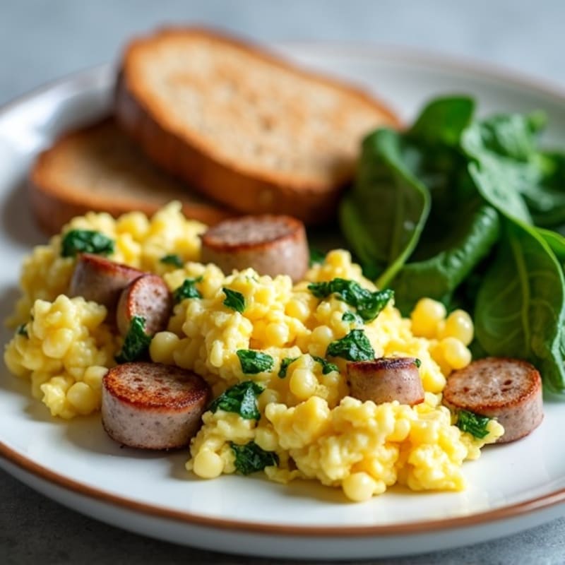 Egg White and Turkey Sausage Scramble with Spinach