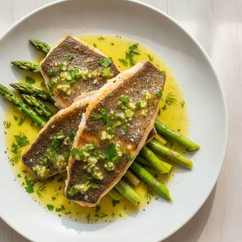 Pan-Seared Branzino with Lemon-Herb Sauce