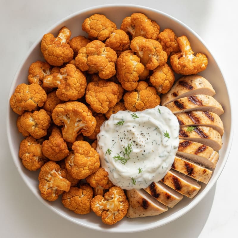 Buffalo Cauliflower Bites with Ranch Dip