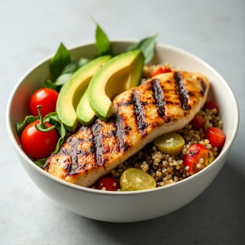 Grilled Chicken and Quinoa Bowl with Roasted Vegetables