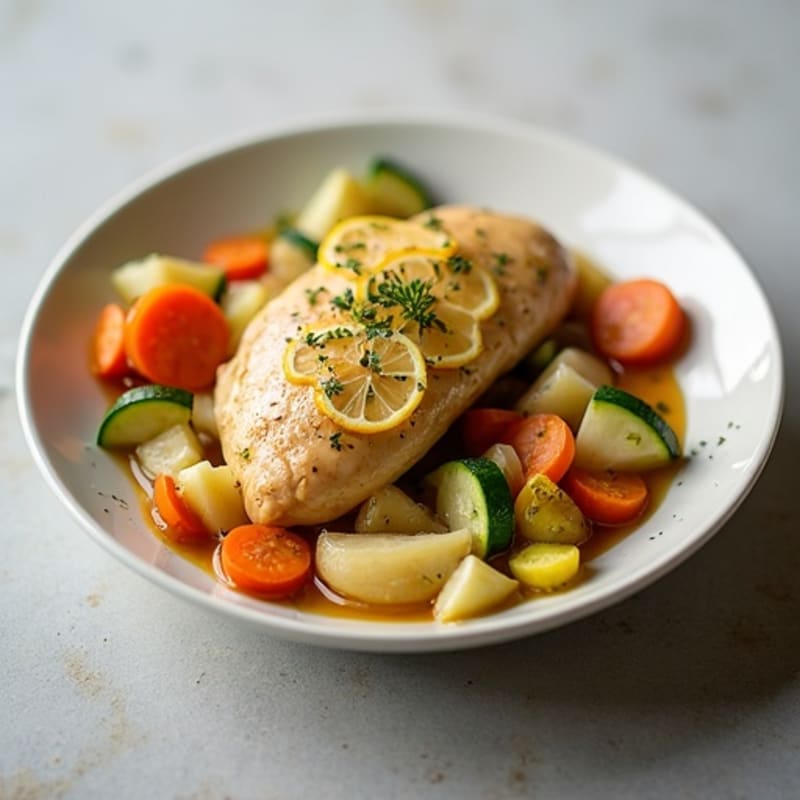 Slow Cooker Tender Lemon Herb Chicken with Hearty Vegetables