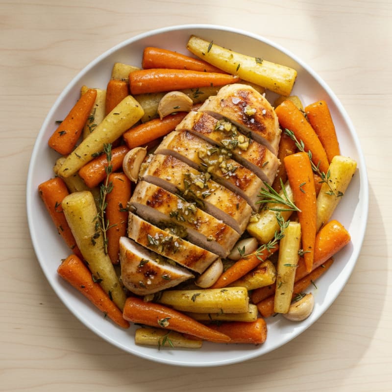 Garlic Herb Chicken with Roasted Root Vegetables