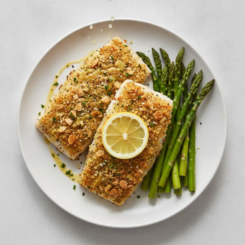 Herb-Crusted Fish Fillets with Lemon