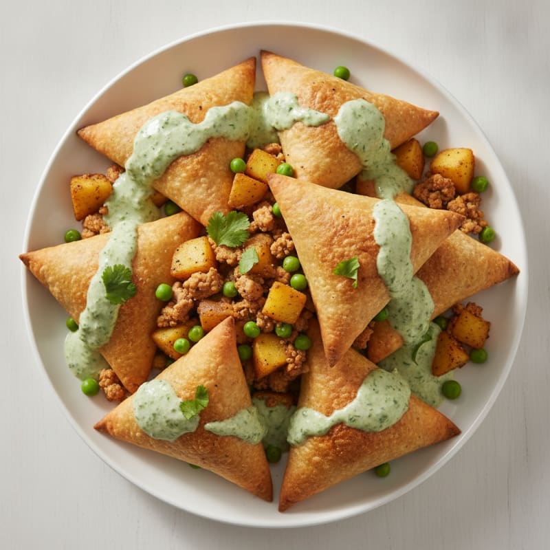Spiced Potato and Turkey Samosas with Cilantro Chutney