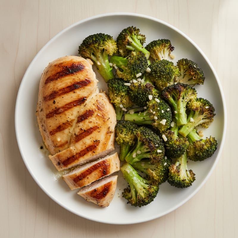 Grilled Chicken Breast with Roasted Broccoli