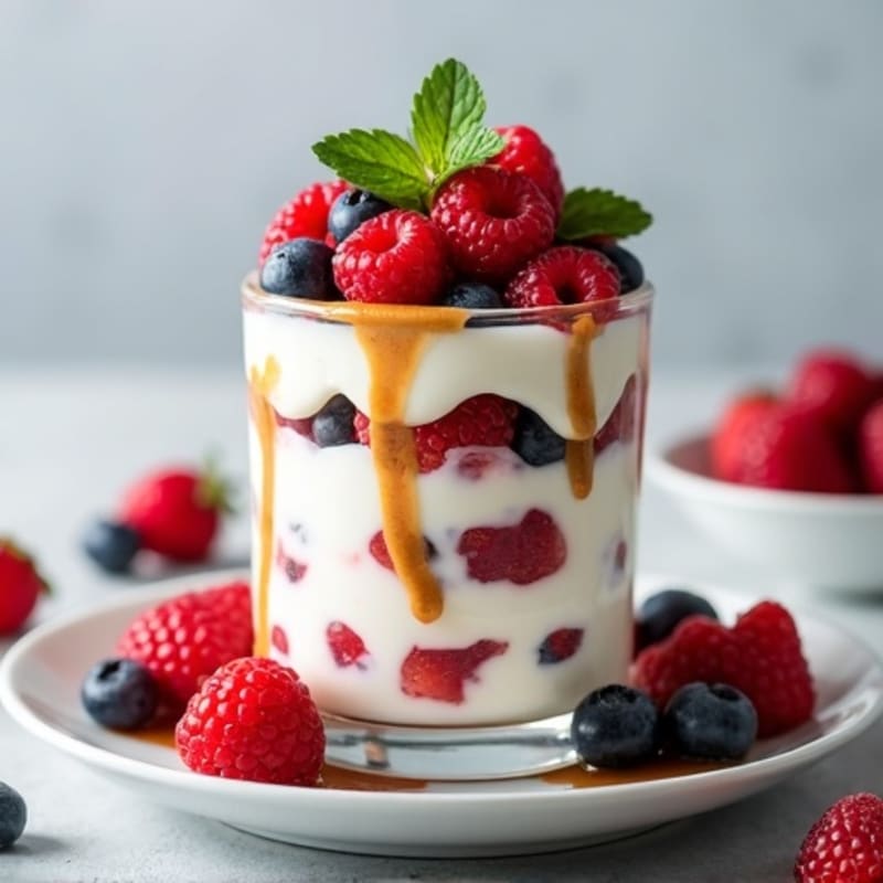 Greek Yogurt Protein Parfait with Mixed Berries and Almond Butter