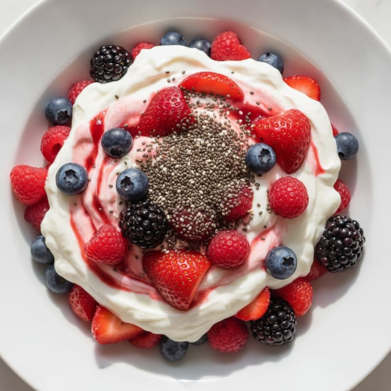 Vanilla Greek Yogurt Protein Parfait with Mixed Berries