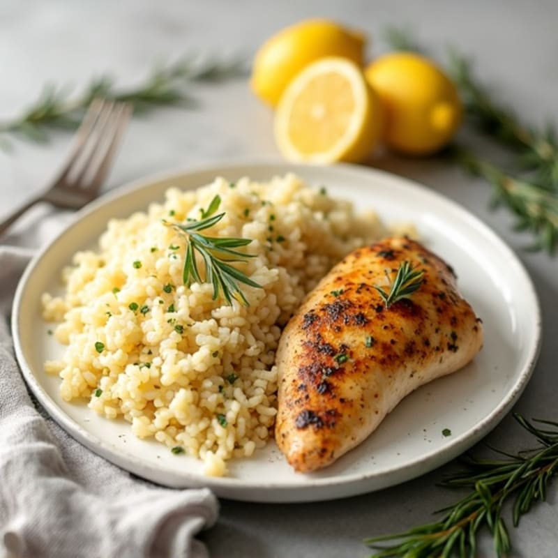 Herb-Roasted Chicken with Fluffy Lemon Rice