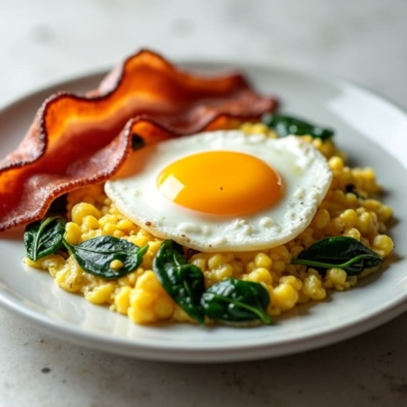 Egg White Scramble with Spinach and Turkey Bacon