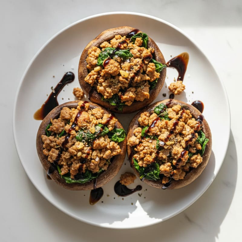 Herb-Stuffed Portobello Mushrooms with Balsamic Glaze