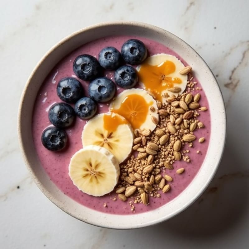 Silky Tofu Protein Smoothie Bowl with Almond Butter and Pumpkin Seeds