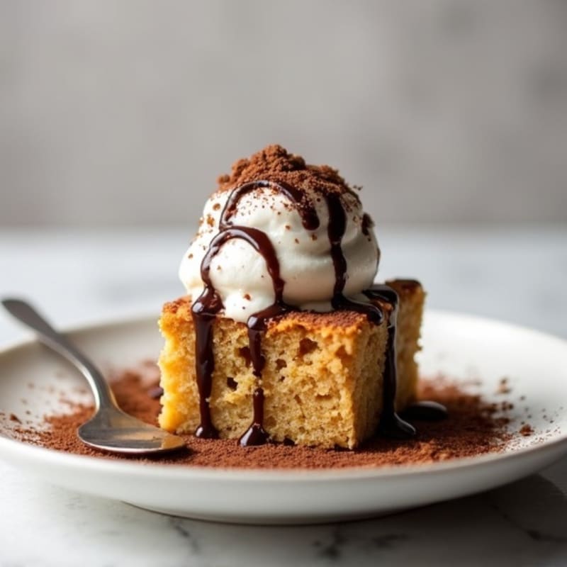 Protein Blondie Sundae with Chocolate Drizzle