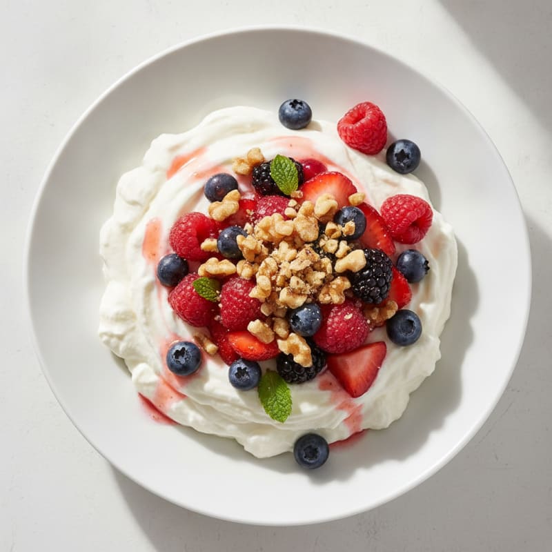 Silky Greek Yogurt Protein Mousse with Mixed Berries