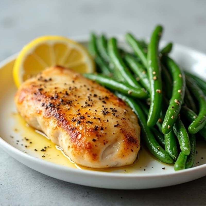 Lemon-Garlic Pan-Seared Chicken with Roasted Green Beans