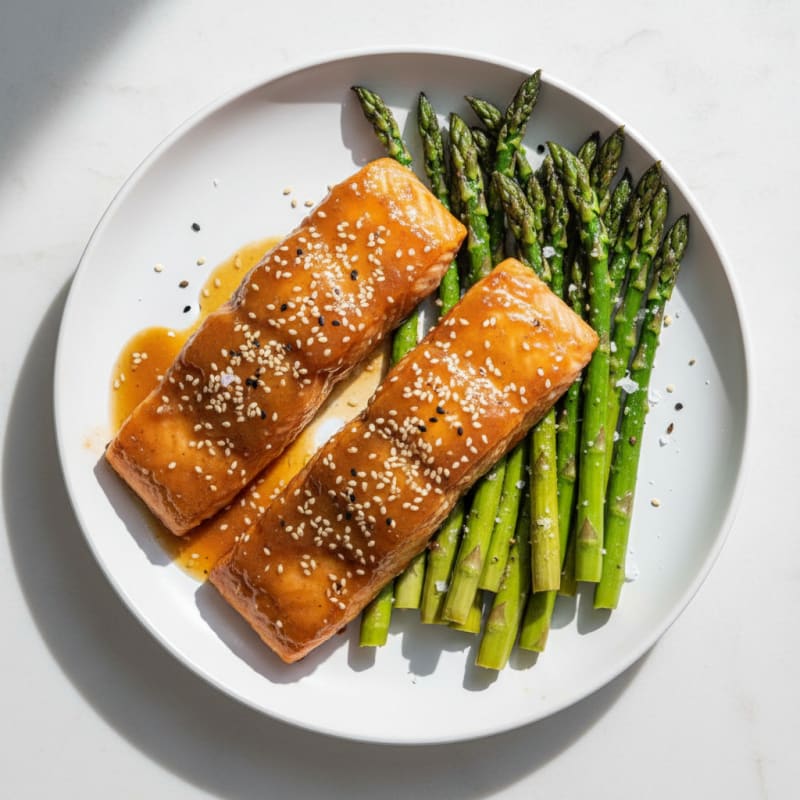 Teriyaki Glazed Salmon with Roasted Asparagus