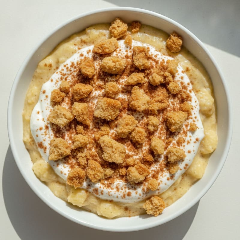 Banana Protein Pudding with Toasted Sourdough Crumbles