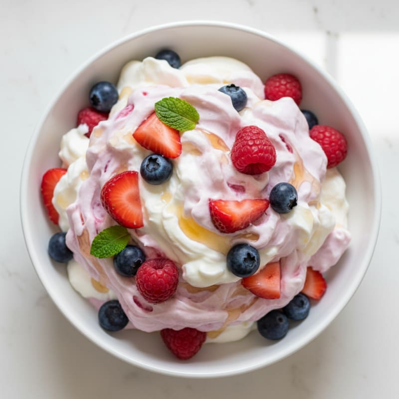 Greek Yogurt Protein Mousse with Mixed Berries