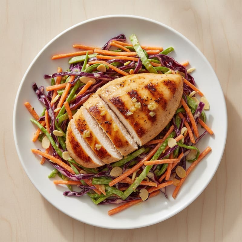 Grilled Chicken Breast with Crunchy Vegetable Slaw