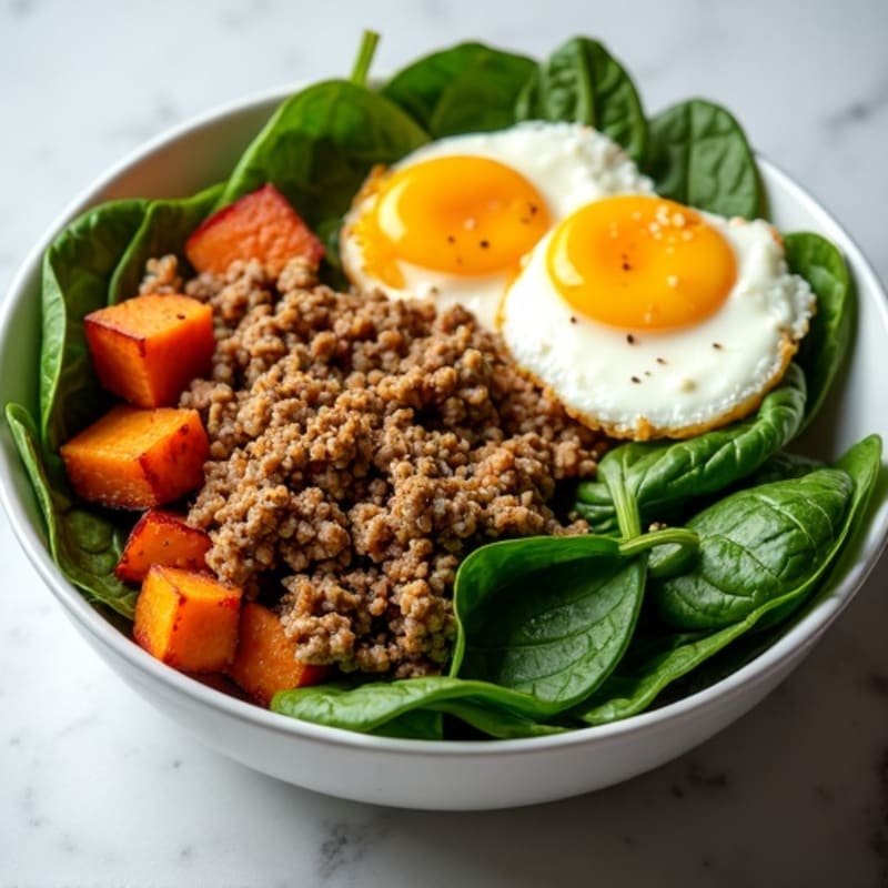 Seasoned Ground Turkey Protein Bowl with Roasted Sweet Potato