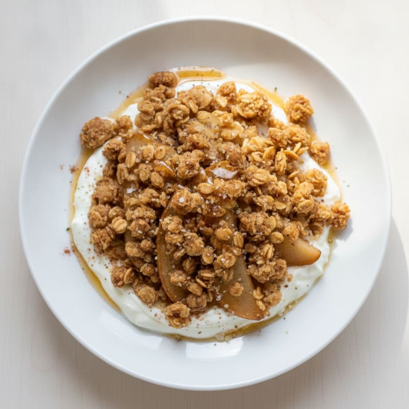 Baked Honey-Pear Crumble with Toasted Oats