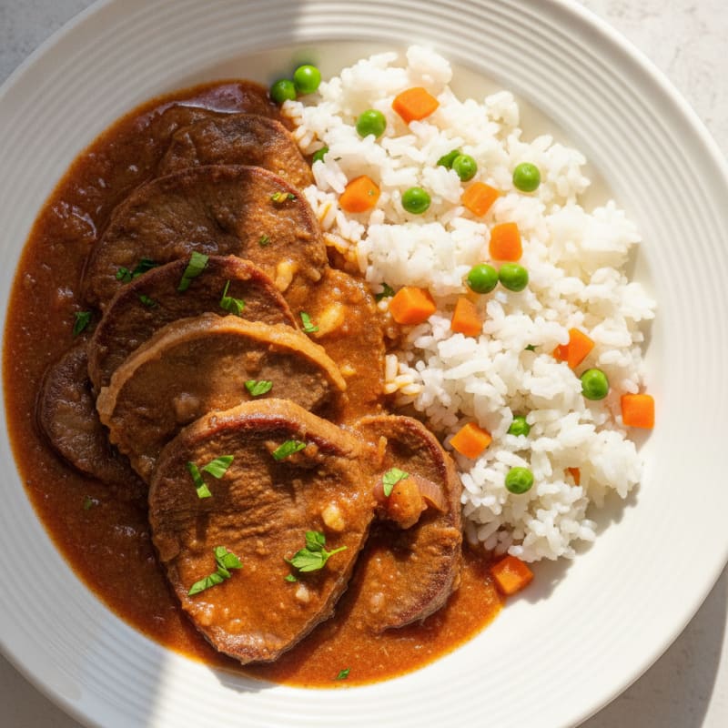 Bolivian Lengua Stew with White Rice
