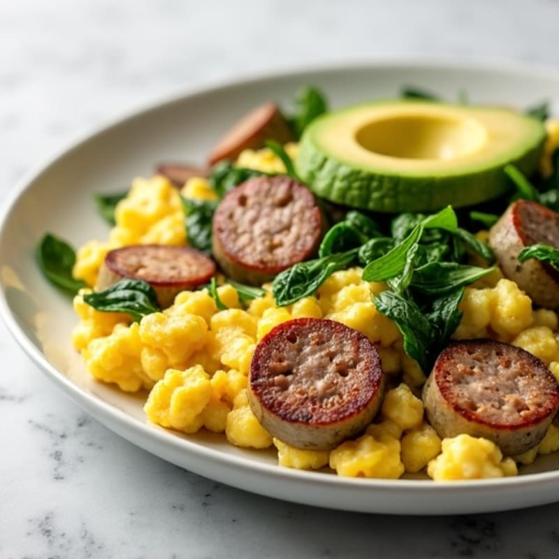 Egg White and Turkey Sausage Scramble with Spinach
