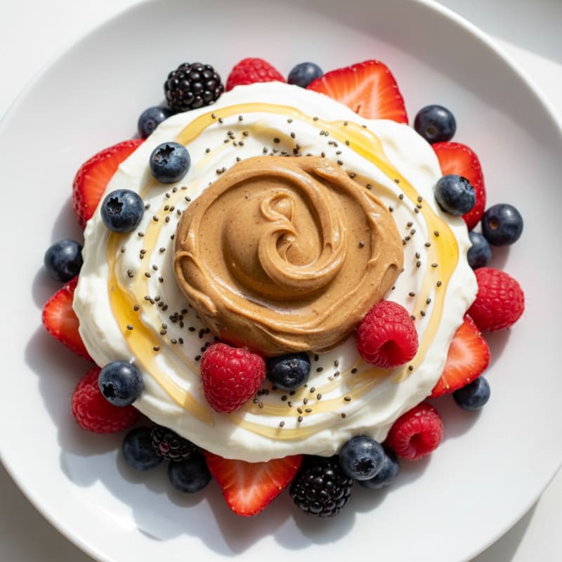 Creamy Greek Yogurt Parfait with Mixed Berries and Almond Butter