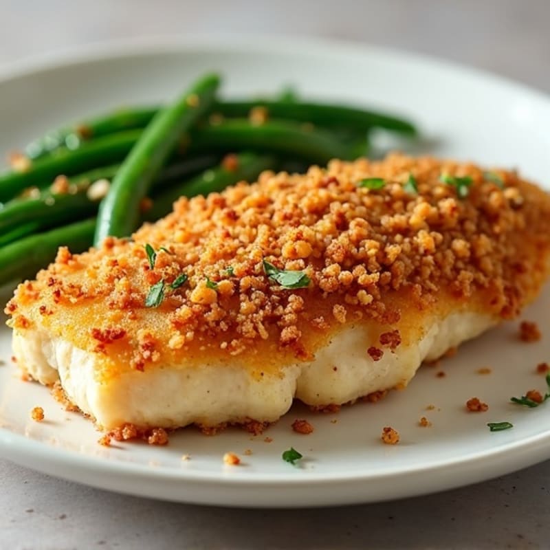 Crispy Almond-Crusted Chicken with Roasted Green Beans