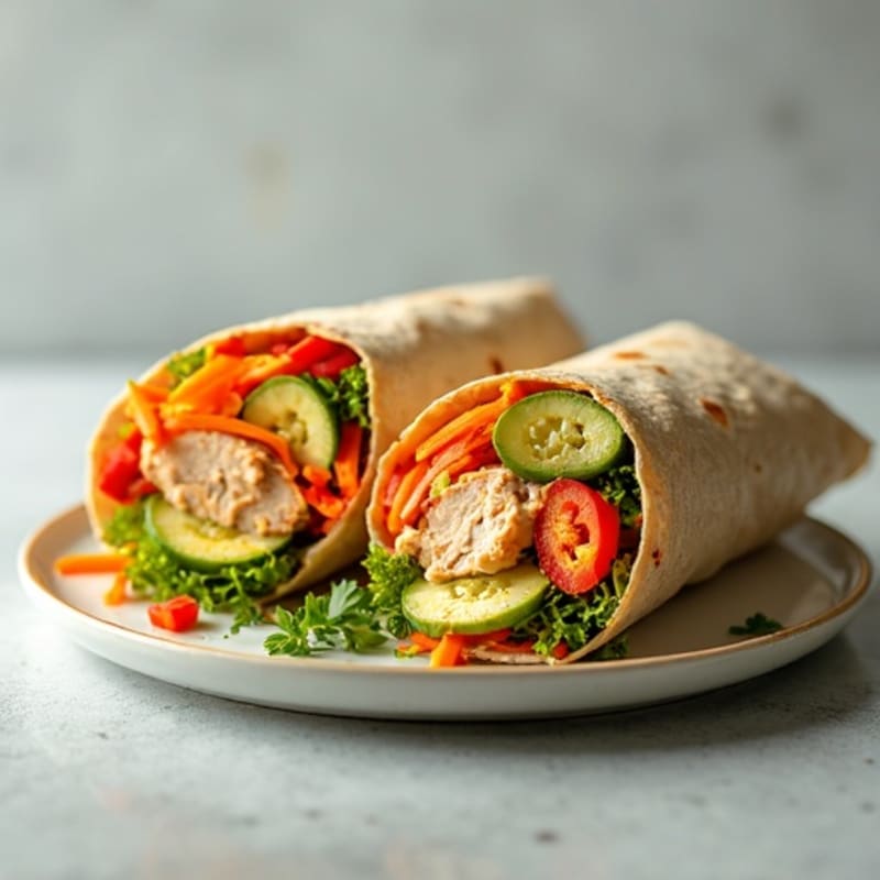 Fresh Spicy Tuna and Crunchy Veggie Wrap