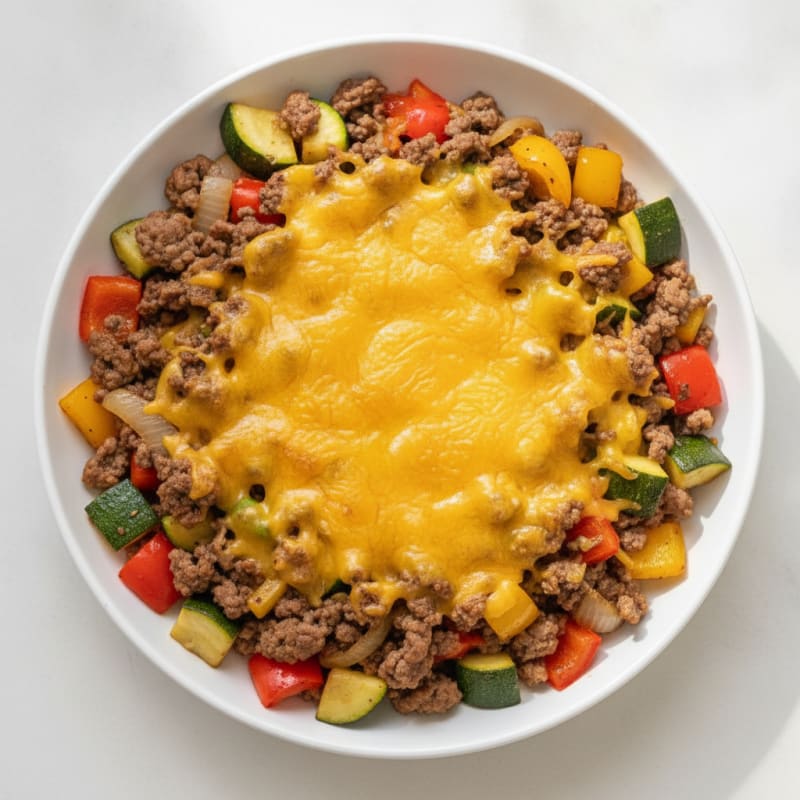 Lean Beef and Vegetable Skillet with Shredded Cheese