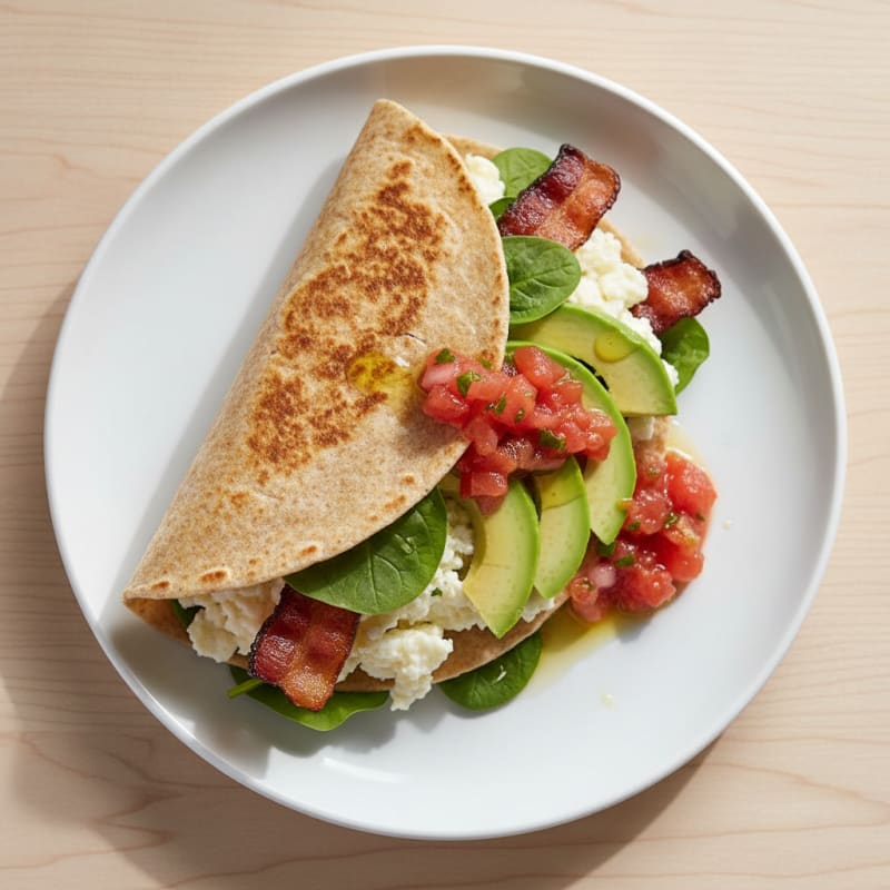 Crispy Turkey Bacon and Egg White Breakfast Burrito