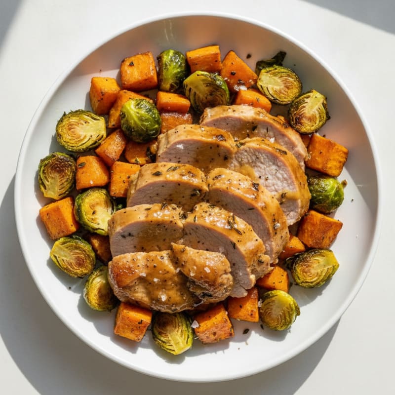 Maple-Dijon Pork Tenderloin Sweet Potato Bowl