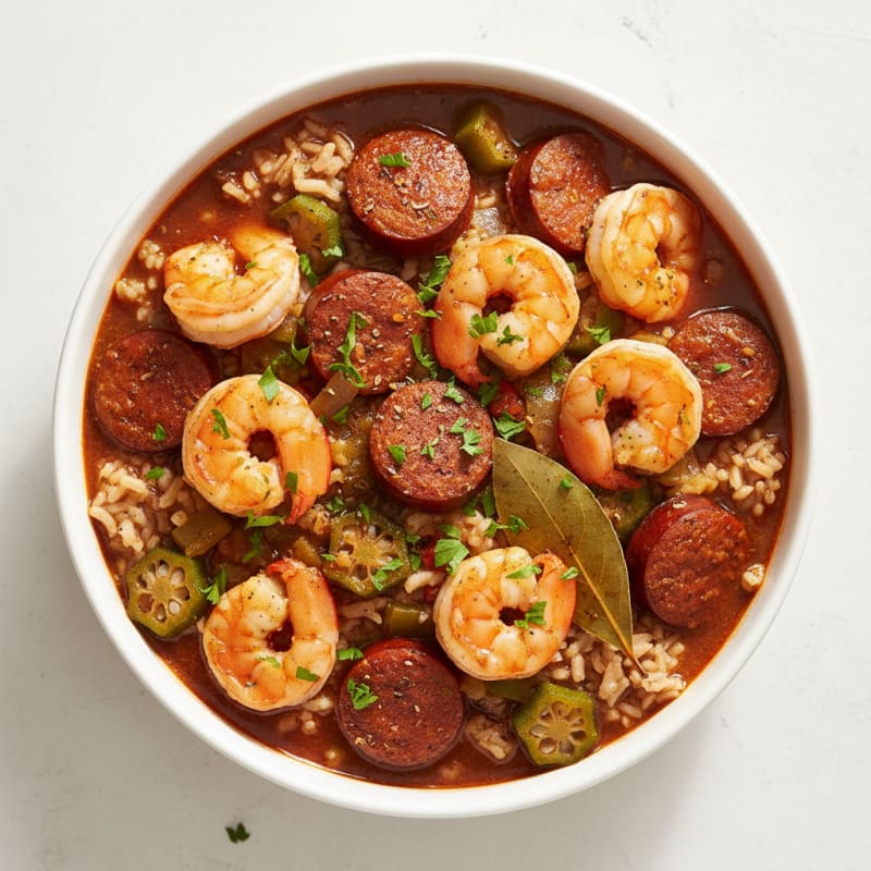 Spicy Creole Shrimp and Sausage Gumbo