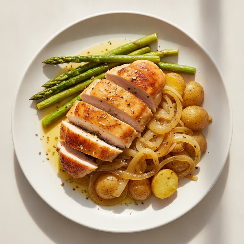 Lemon-Herb Roasted Chicken with Caramelized Onions