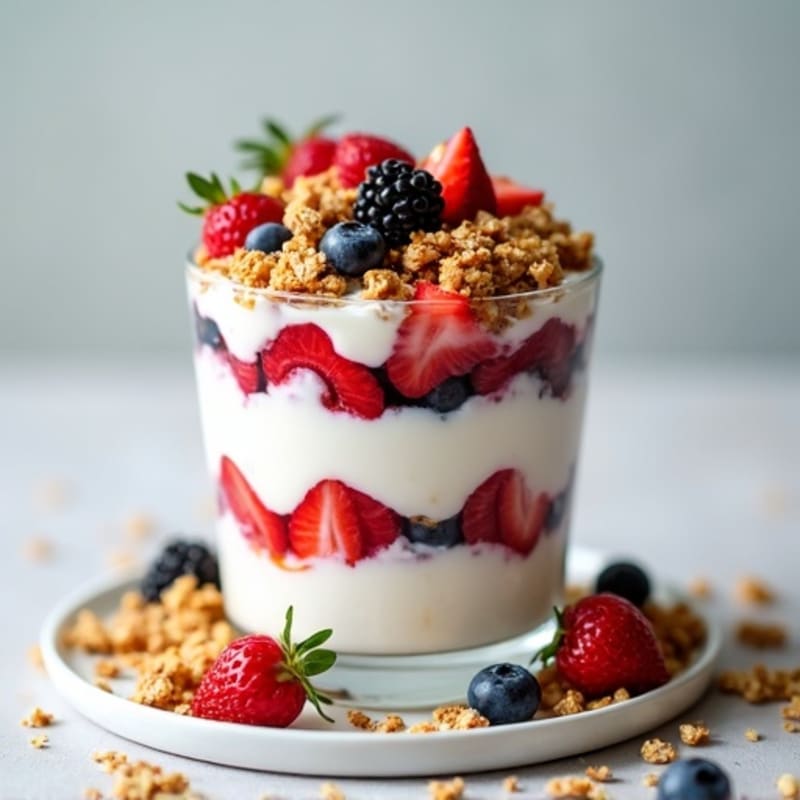 Greek Yogurt Parfait with Mixed Berries and Almond Butter