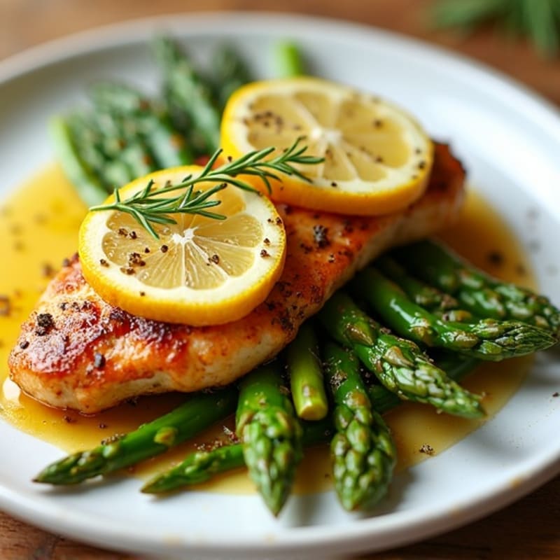 Lemon Garlic Pan-Seared Chicken with Crispy Roasted Asparagus