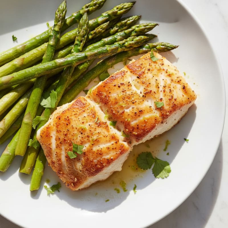 Chili-Lime Halibut with Roasted Asparagus