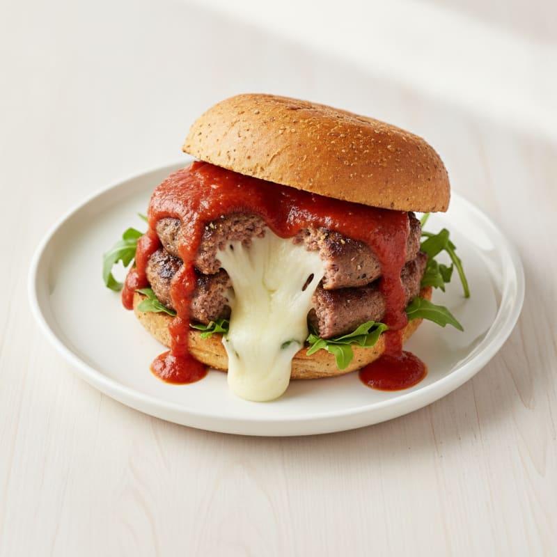 Mozzarella Stuffed Burger with Marinara