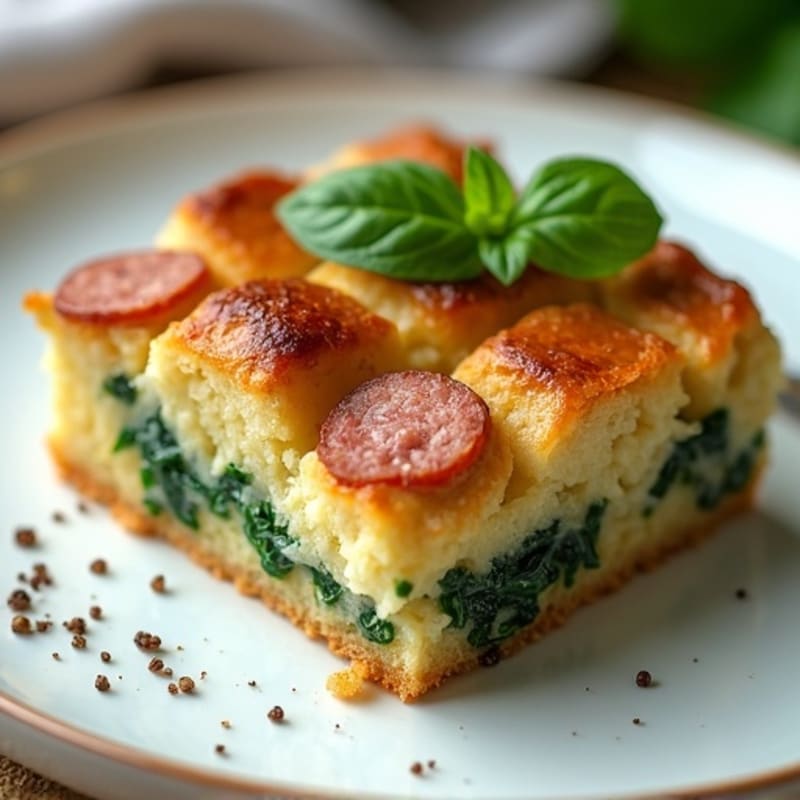 Whole Grain Savory Bread Pudding with Turkey Sausage and Spinach