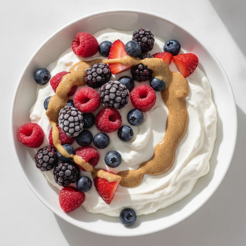 Silky Greek Yogurt Protein Pudding with Mixed Berries