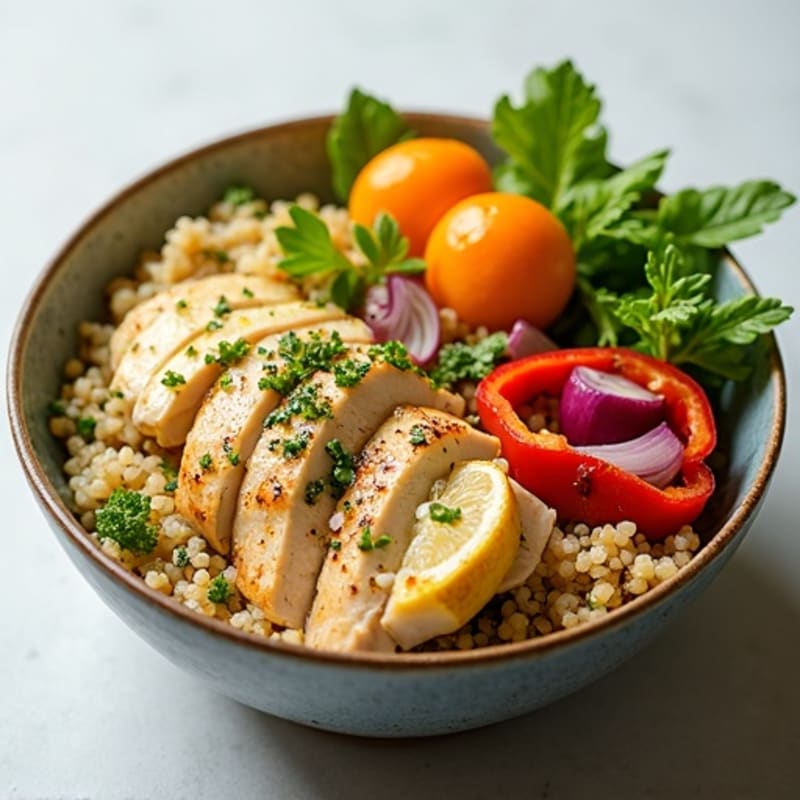 Lemon-Herb Chicken Quinoa Bowl with Roasted Vegetables