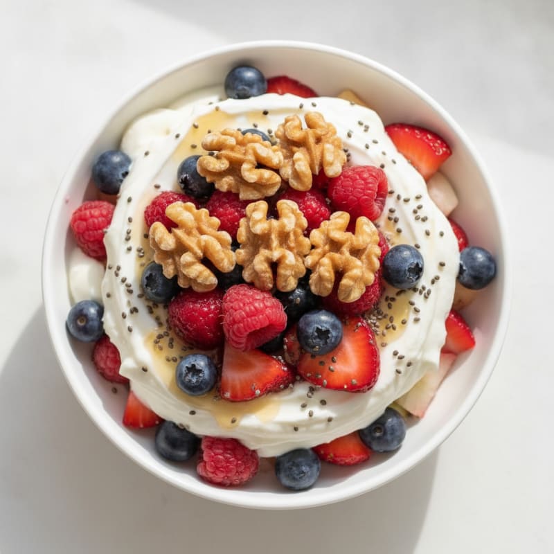 Silky Greek Yogurt Protein Parfait with Mixed Berries