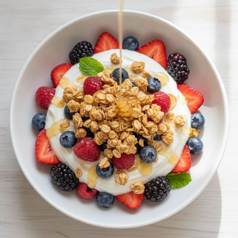 Greek Yogurt Parfait with Berries and Protein Granola